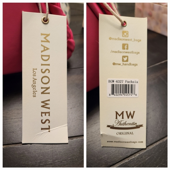 MADISON WEST Fuchsia Mini Bag with Braided handle & chain strap NWT - Picture 13 of 16